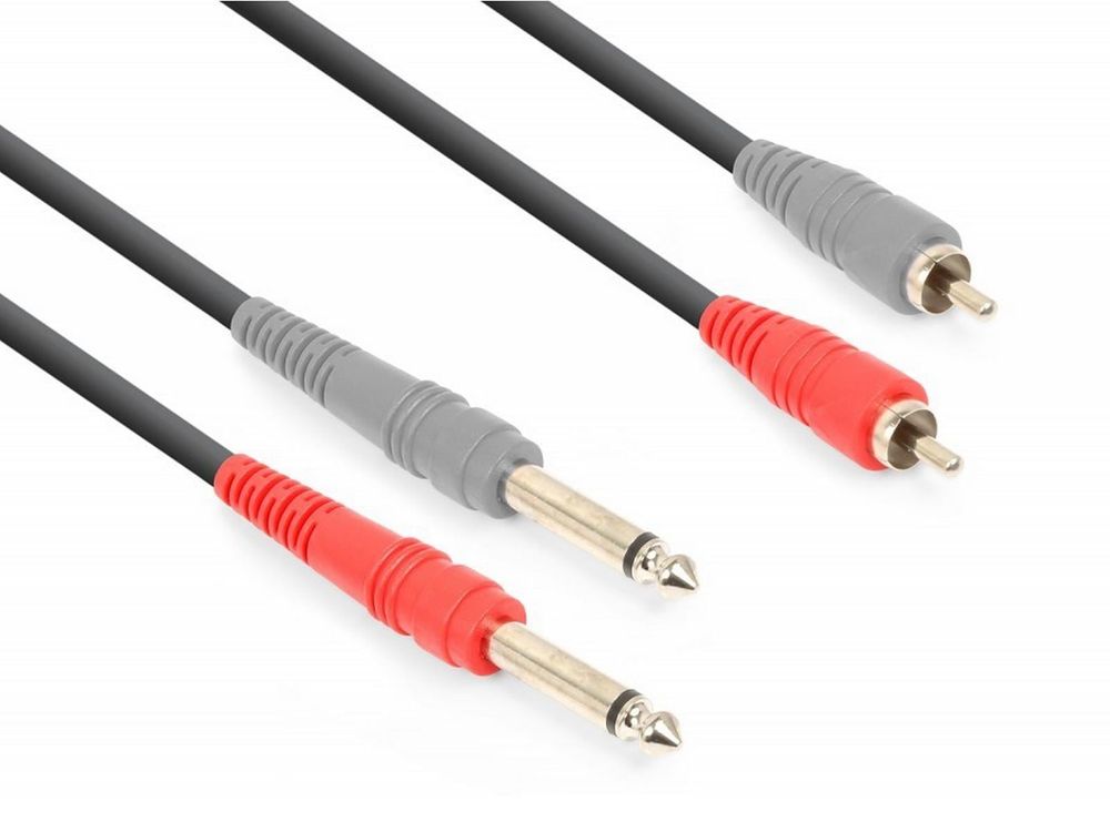 Cablu audio 2x Jack Mono 6.3mm la 2x RCA Tata 1.5m, Vonyx 177.752