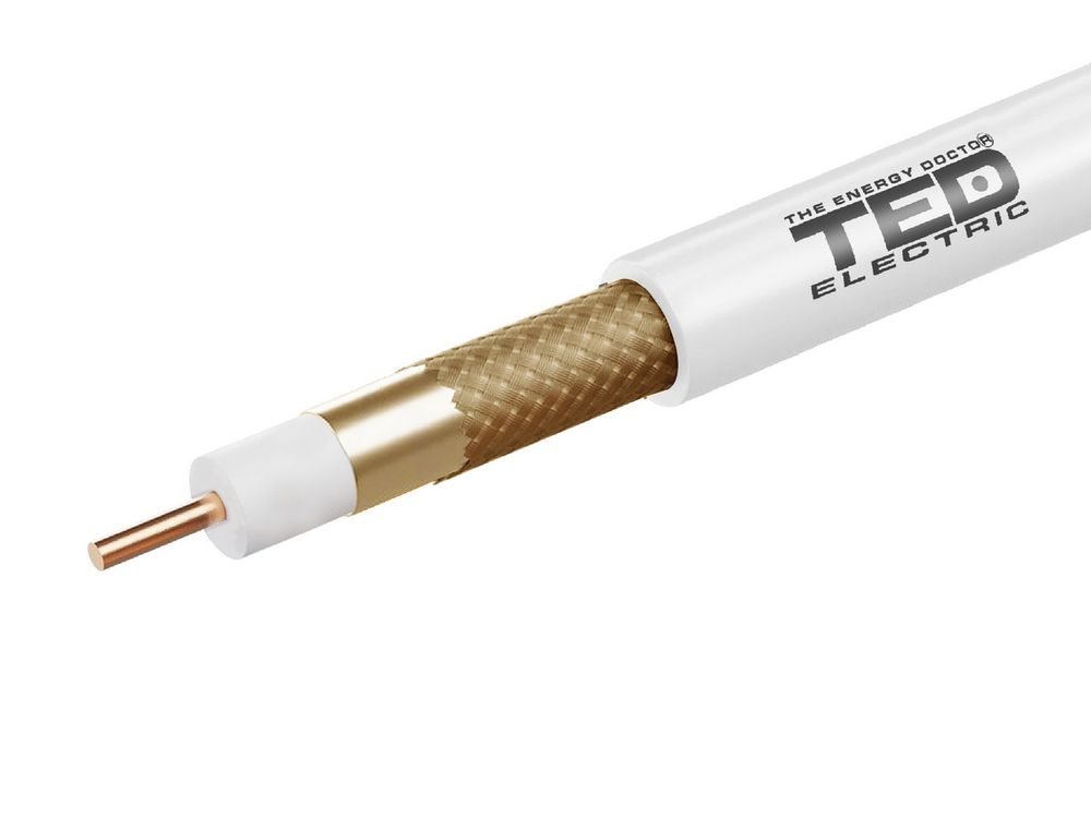 Cablu coaxial RG6, tresa CCA, rola 100m, 75 Ohm, TED002358