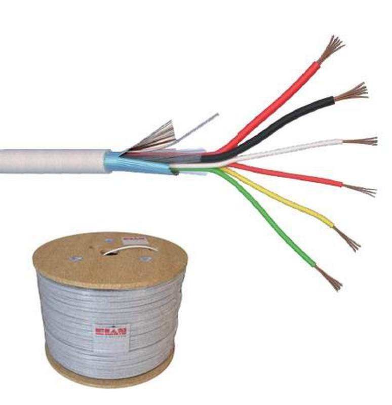 Cablu de alarma cu 6 fire ecranate, 0.22 cu alimentare, cupru integral, rezistent la flacara, 500m, ELAN 6CUEF+2x0.75-T