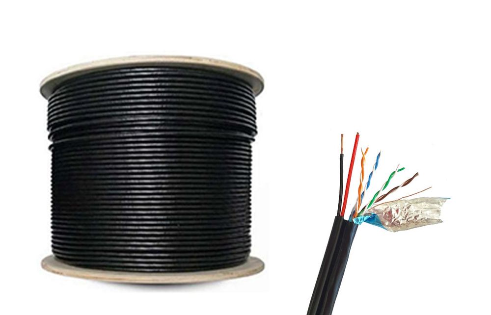 Cablu de retea FTP Cat5E cu alimentare 2x0.75mm, CCA, 100 metri, Safer, SAF-FTPCCA-CAT5E+POWER-100M