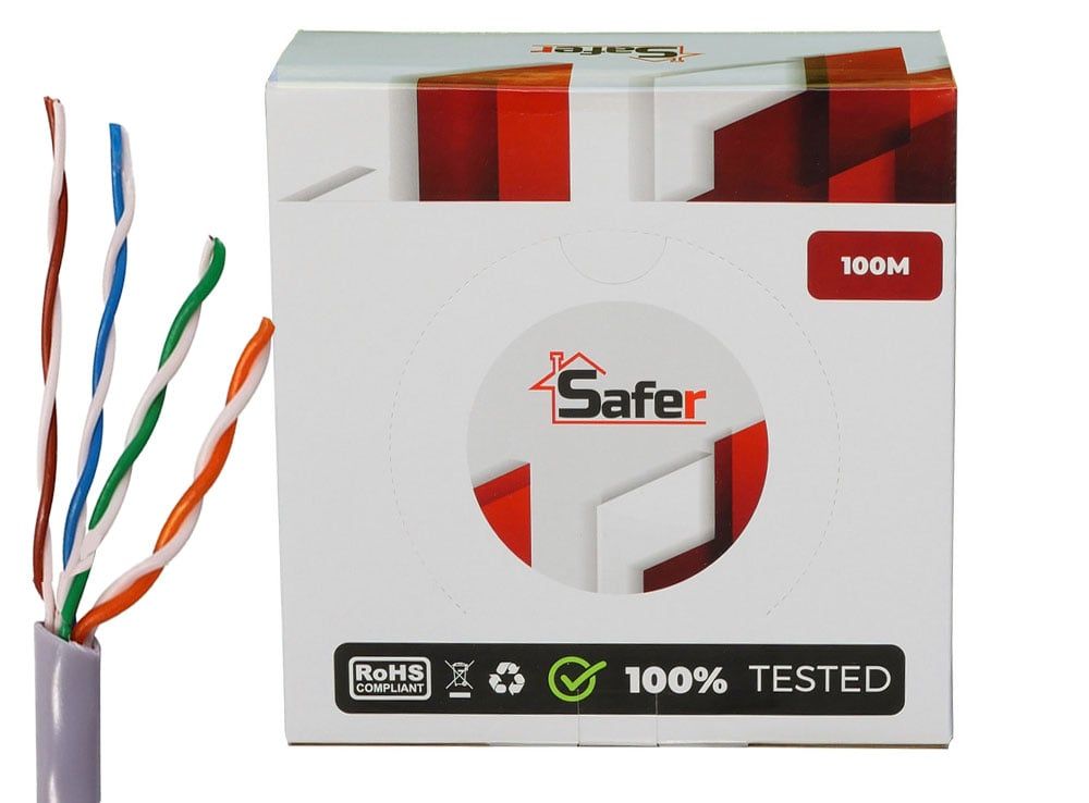 Cablu de retea UTP, Cat5e, CCA, 100 metri, Safer, SAF-CAT5EUN922I-U-100M-CCA