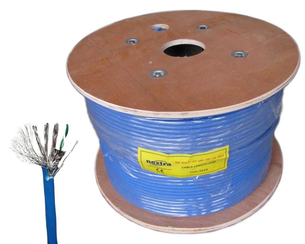 Cablu S/FTP cat6 LSZH blue jacket, AWG 23, cupru solid 0.56mm, rola de 305m, STP-CAT6-LSZH