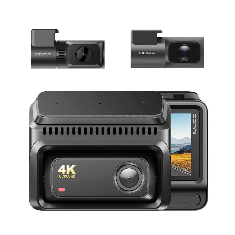 Set complet cu 3 camere Auto DDpai-Z60T, Rezolutii 4K, 2K si Full HD, HDR, Wi-Fi 6, Supercapacitor