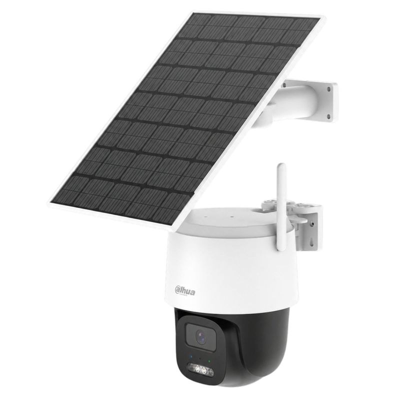 Camera supraveghere Wi-Fi 6 cu panou solar Dahua APOLLO BP5E, 5MP, dual-band, rotire, inclinare, iluminare Full-Color 30m, detectie AI om/vehicul, AOV 24/7, baterie, IP66
