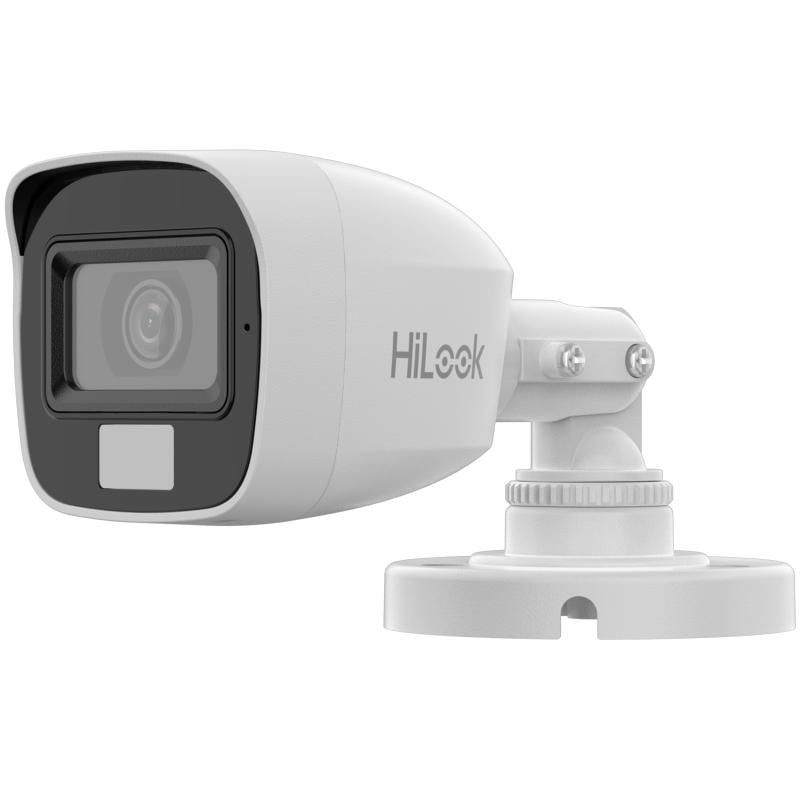 Camera supraveghere exterior HiLook THC-B127-LMC, 2MP, lentila 2.8mm, Smart IR 20m, Iluminare duala, 4-in-1, IP66