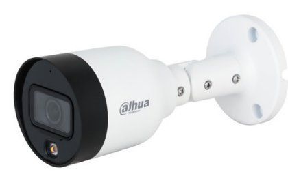 Camera de supraveghere exterior IP Full Color, 2MP, LED lumina alba 30m, Microfon, Detectare miscare, PoE, IP67, Dahua IPC-HFW1239S-A-LED-S5