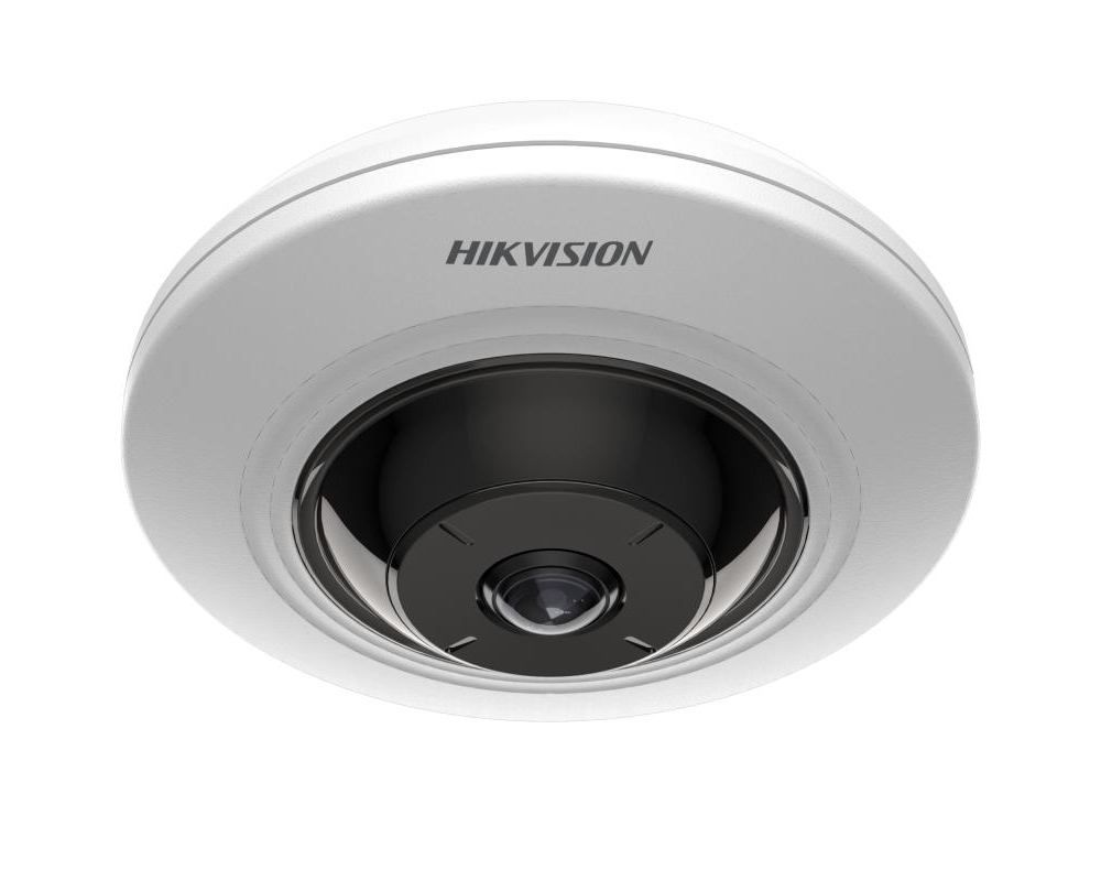 Camera de supraveghere IP Fisheye Hikvision DS-2CD3956G2-ISU(1.05mm), 5 MP, 180°, AcuSense, IR 8m, microSD, Microfon, PoE, interior