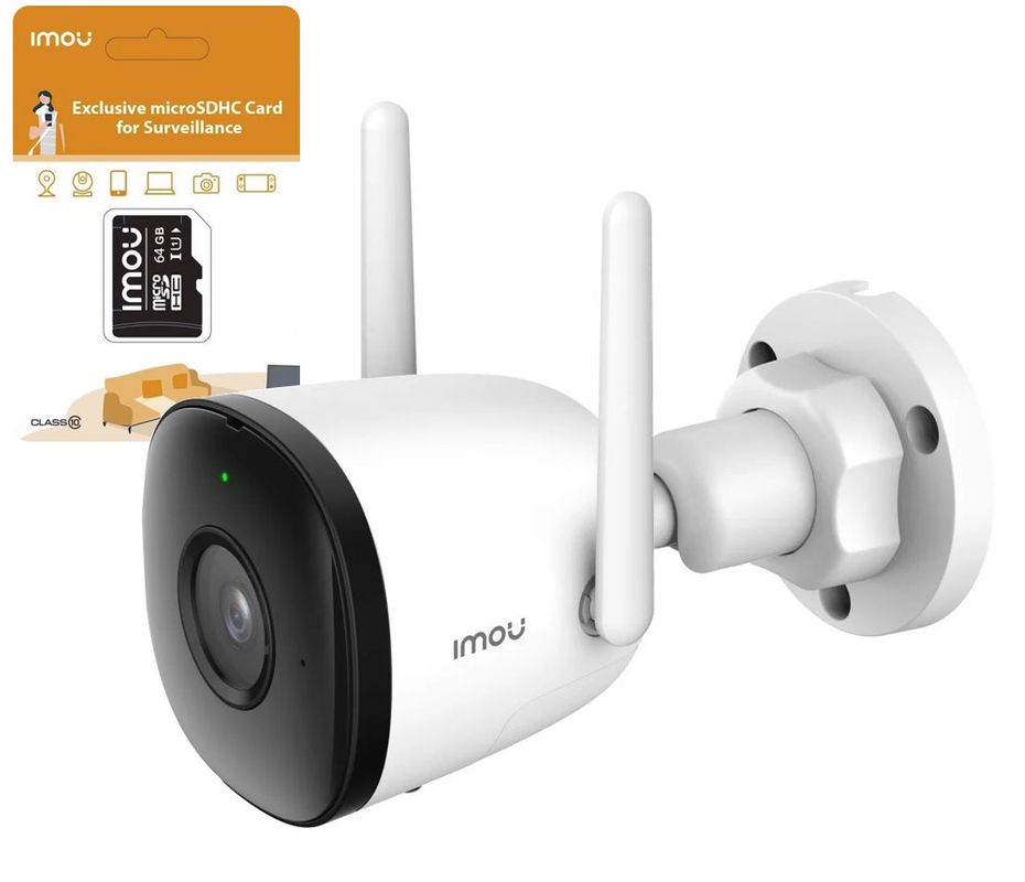 Camera de supraveghere IP, 2MP, Wi-Fi, Card SD 64GB inclus, microfon, IR30m, IMOU BULLET 2C, IPC-F22P-D