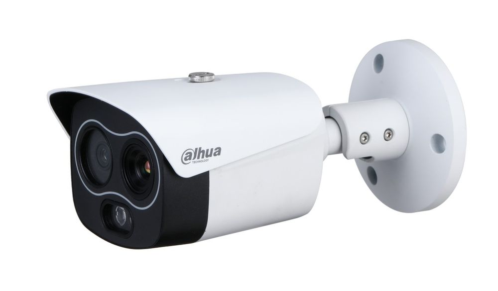 Camera IP termala hibrida Dahua, lentila termica 3.5mm/optica 4mm, Alarma Smart, 4MP, IR 30m, PoE, IP67, TPC-BF1241-B3F4-DW-S8