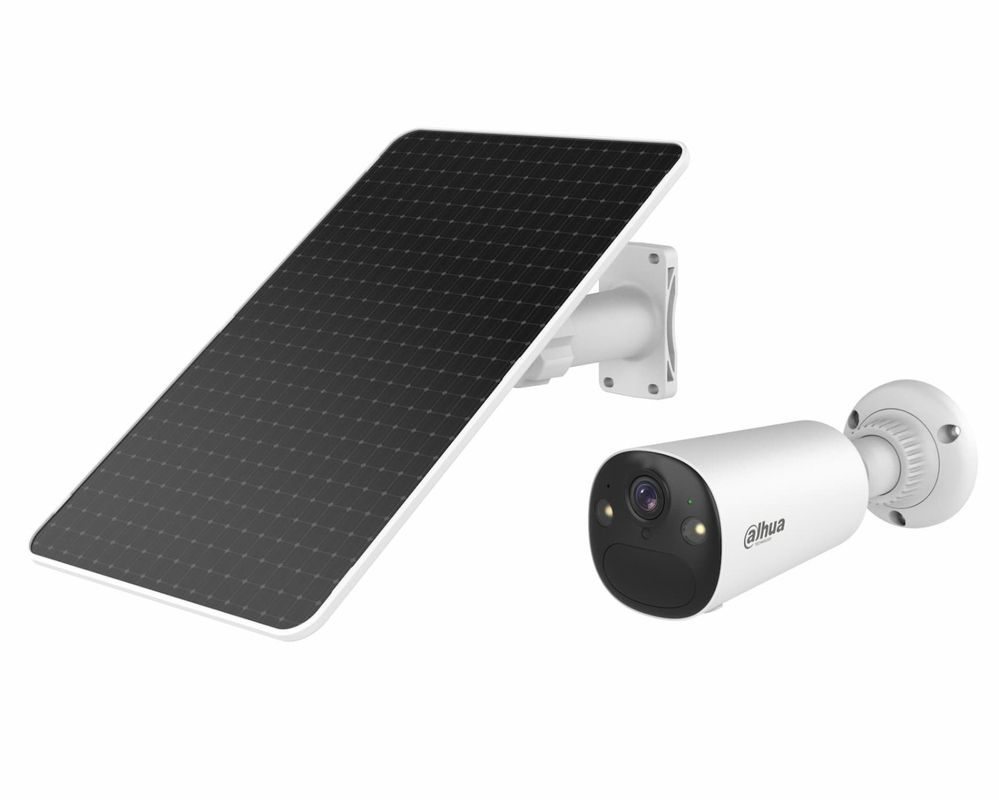 Camera supraveghere exterior 4G Dahua, 4MP, baterie + panou solar, Slot SIM, Alarma, detectie AI, Led+IR20m, IP66, AOV, Microfon + Difuzor, KIT/BF4CP-4G-0210B- XL/M0508
