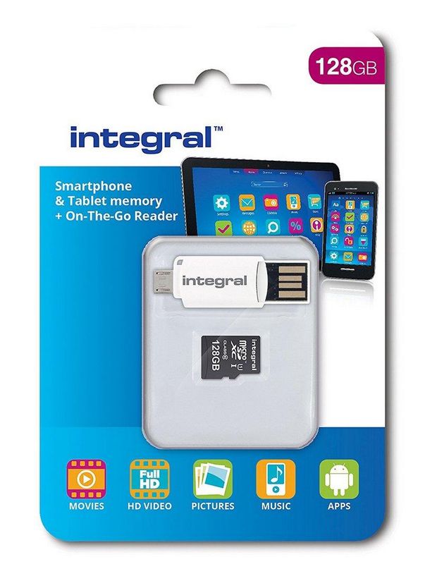 Card memorie microSD 128gb cu adaptor USB Integral INMSDX128G10