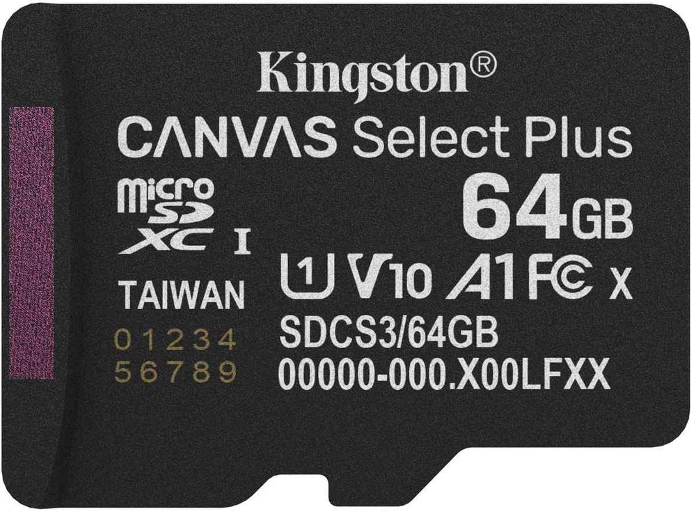 Card memorie microSD Kingston Canvas Select Plus SDCS3/64GBSP, Class 10, UHS-I, 64GB, 100MB/s citire, rezistent
