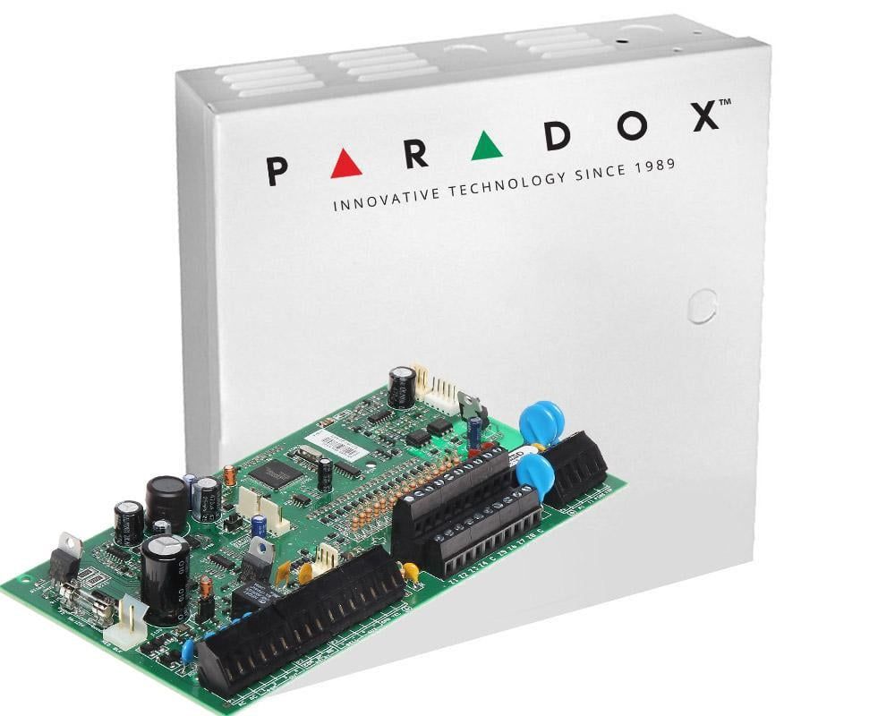 Centrala antiefractie Paradox SP7000+CUTIE, 16 zone, 2 partitii, suporta seria PCS, modul internet IP100