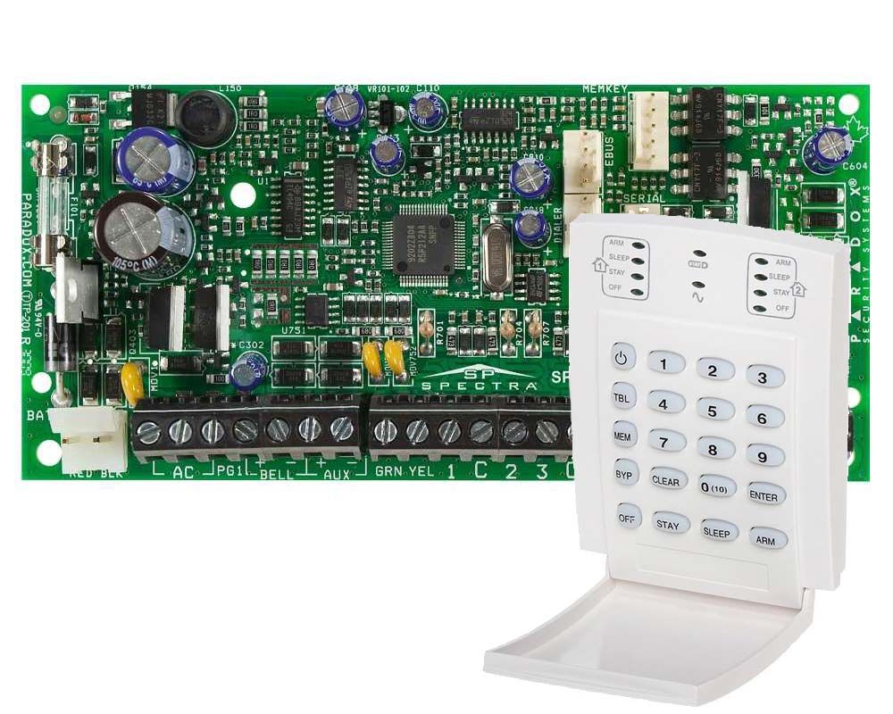 Centrala de alarma PARADOX Spectra S4000, 4/8 zone, 2 partitii si tastatura K10, LED, 10 zone SP4000+K10