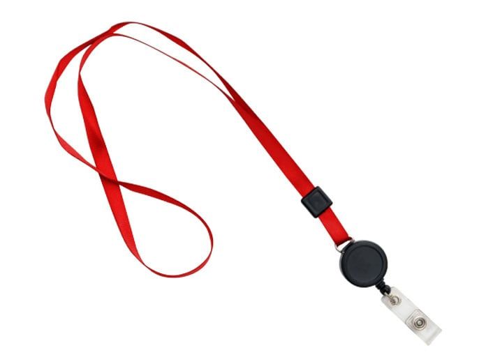 Snur cu port pentru ecuson, retractabil, Rosu, Lanyard CH-425-rd