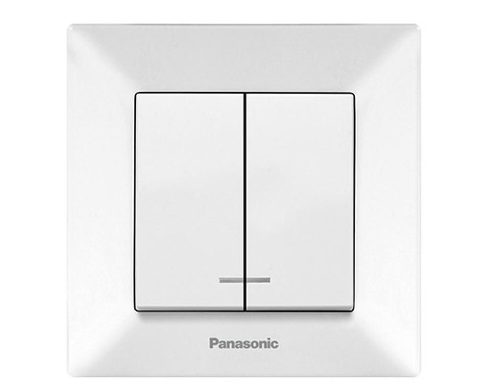 Comutator cu LED, 2 butoane, montaj incastrat, IP 20, Karre Plus Panasonic P-KP2L