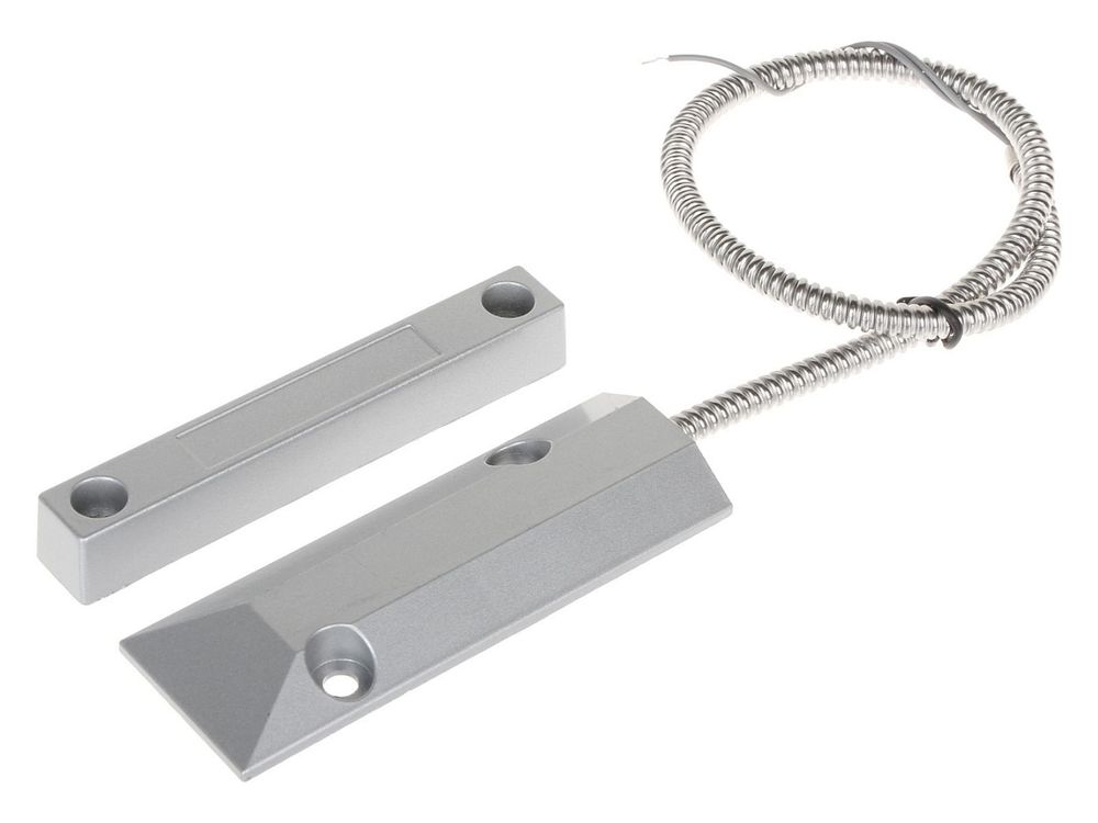 Contact magnetic pentru porti si usi Delta-Opti KN-CA55L, carcasa metalica, iesire NC, inchidere 55 mm, deschidere 70 mm, argintiu