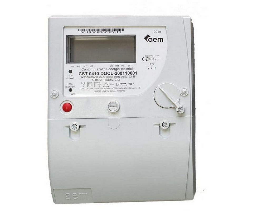 Contor electronic trifazat, monotarif, activ si reactiv, 100A, AEM, CST0410