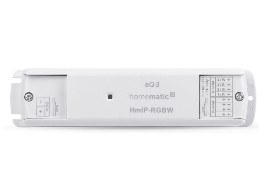 Controler LED Smart Home Homematic IP HmIP-RGBW, 4 canale, 12-24V DC, control prin aplicatie si voce, Alexa, Google Assistant, 868 MHz, IP20