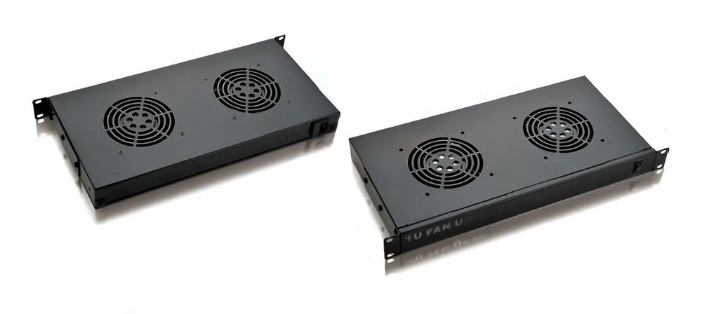 Cooler cu 2 ventilatoare pentru rack de podea, otel, negru, Safer RACKFAN2T-FLOOR