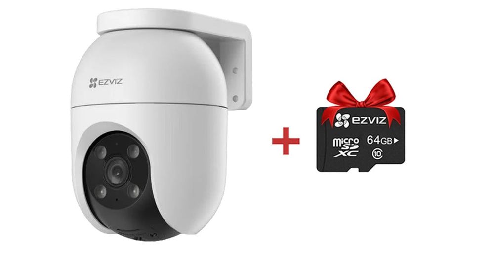 Camera supraveghere wireless PT Wi-Fi C8c Ezviz, 2K, Iluminare duala + card microSD cadou 64GB, CS-C8c(5WKFL4mm)+SD64GB