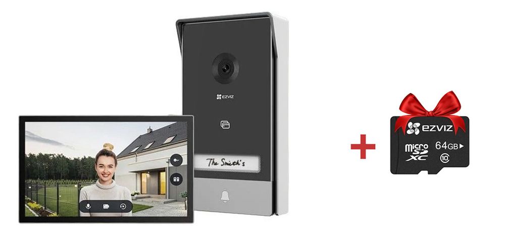 Kit videointerfon TCP/IP Wi-Fi HP7 Ezviz, 2K, 7 inci + card microSD cadou de 64GB, CS-HP7 (3MP)+SD64GB