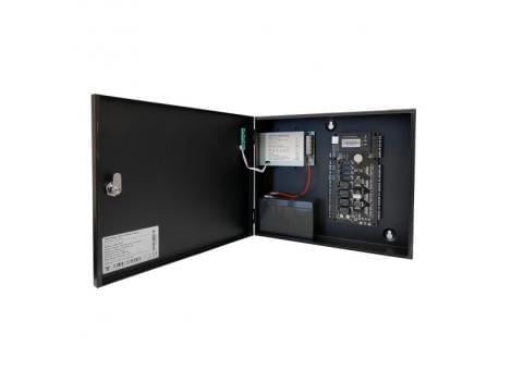 Centrala de control acces si pontaj pentru o usa bidirectionala cu cabinet metalic CCA3-1-2+CAB4-PS5-WH
