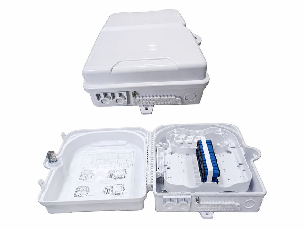 Cutie distributie fibra optica FTTH Braun Group, exterior/interior, 2 intrari, 24 iesiri cablu drop, anti-UV, montaj perete/stalp, FDB-224BE