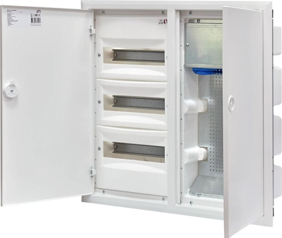 Cutie distributie multimedia incastrata ETI, 500V, 3 randuri, usa plastic alba, IP40, IK08, Clasa II, ERP12-3-3H MEDIA