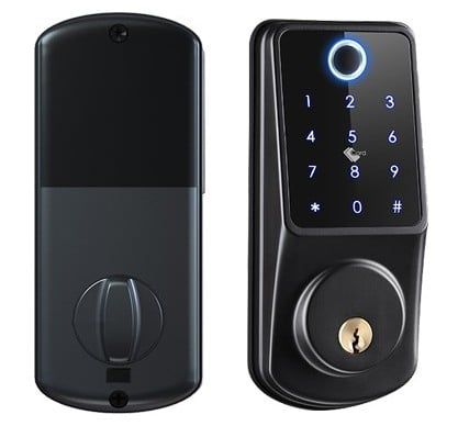 Incuietoare smart, cu card Mifare, amprenta, PIN, cheie de urgenta, Bluetooth, Wi-Fi, compatibila cu aplicatia Tuya, SECUKEY D2-F