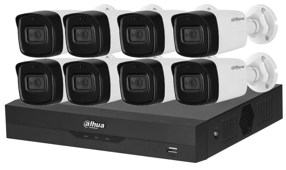 Kit supraveghere video 8 camere Safer 5MP, lentila 3.6mm, Audio + DVR Dahua 8 canale cu recunoastere faciala KIT-DAH8EFHD