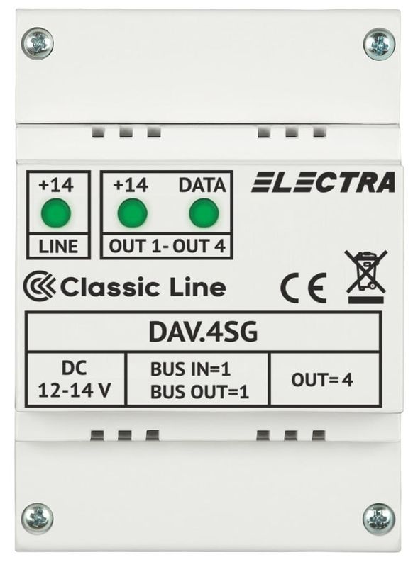Doza derivatie video Electra Classic DAV.4SG, 4 iesiri, conectori cu surub, carcasa ABS