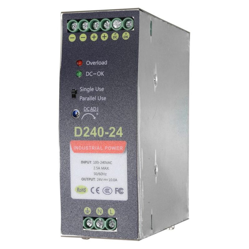 Sursa de alimentare in comutatie Safer, 2 iesiri, 24V 10A, montare pe sina DIN, SAF-24V10A-DIN