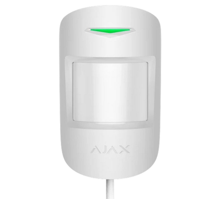 Detector de miscare PIR, senzor cu microunde, cablat 4 fire, imunitate la animale de companie, Ajax, MotionProtectPlusFibra(W)