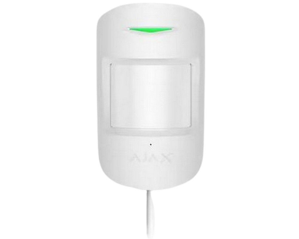 Detector de miscare si spargere geam, cablat cu PIR, 12/9 m, imunitate animale, uz interior, alb, AJAX CombiProtect Fibra WH