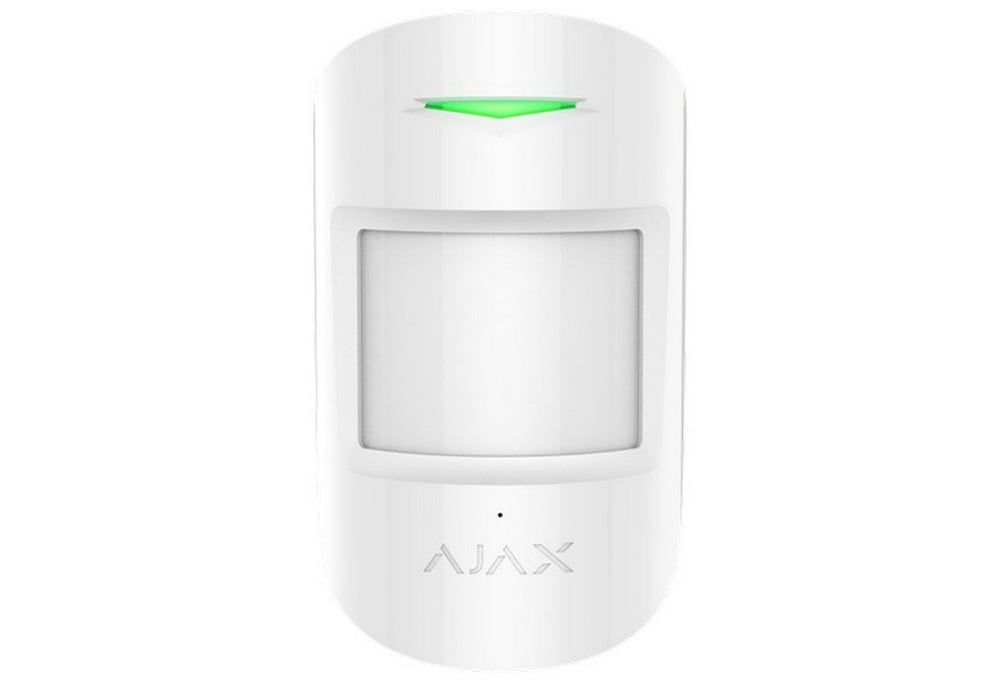Detector wireless de miscare si spargere geam, PIR si acustic, 12/9 m, imunitate animale, interior, 868 MHz, alb, AJAX COMBIPROTECT WH