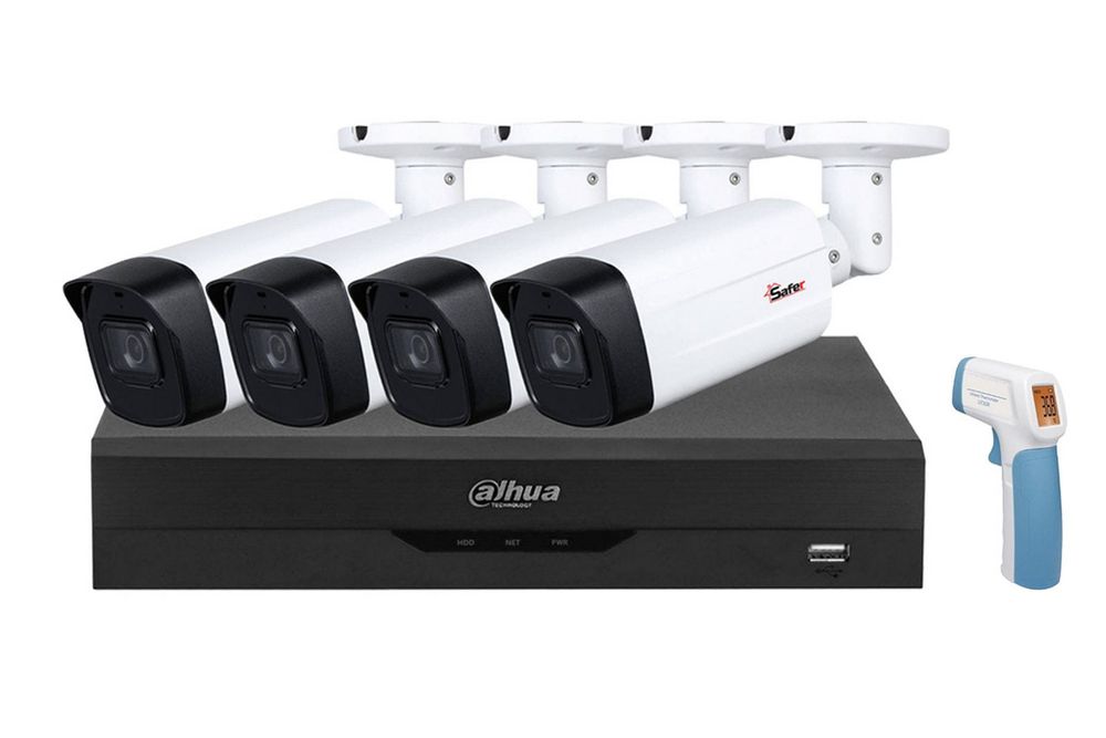 Sistem 4 camere exterior IR 80M, lentila 3.6 mm, DVR 4 canale, WizSense, Dahua DH2MPSAF-P