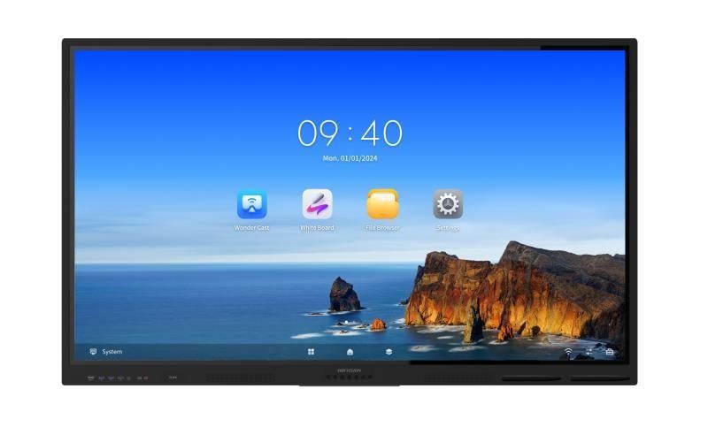 Display interactiv 4K UHD cu touchscreen Hikvision DS-D5B86RB/EL, diagonala 86 inch, Bluetooth, NFC