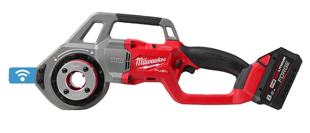 Dispozitiv de filetat tevi M18 FUEL Milwaukee, pana la 50 de filetari, cu 2 acumulatori si incarcator rapid, 4933499198