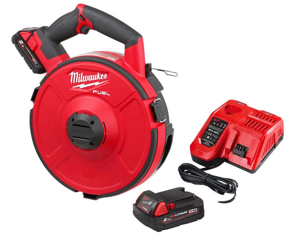 Dispozitiv electric tragator cabluri Milwaukee cu tambur interschimbabil, model M18 FPFT-202, tambur otel 36m, 18V, 4933471953