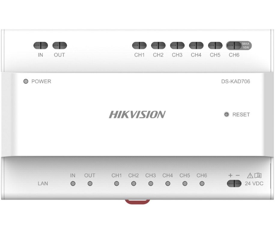 Distribuitor audio-video pentru videointefonul modular cu 2 fire Hikvision, Conexiune LAN, DS-KAD706