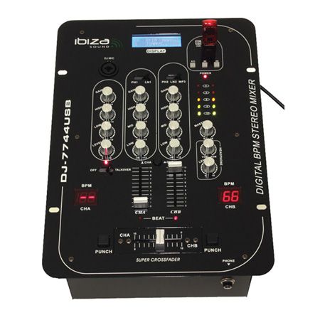 Mixer Profesional pentru 5 canale, Modular, BPM Digital, 2X USB, SD, Ibiza Sound DJ7744USB