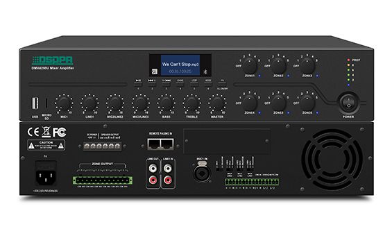 Mixer amplificator PA, cu microfon, 650W, 6 zone, intrari 4x microfon, 4x AUX, USB, Bluetooth, DSPPA DMA6650U