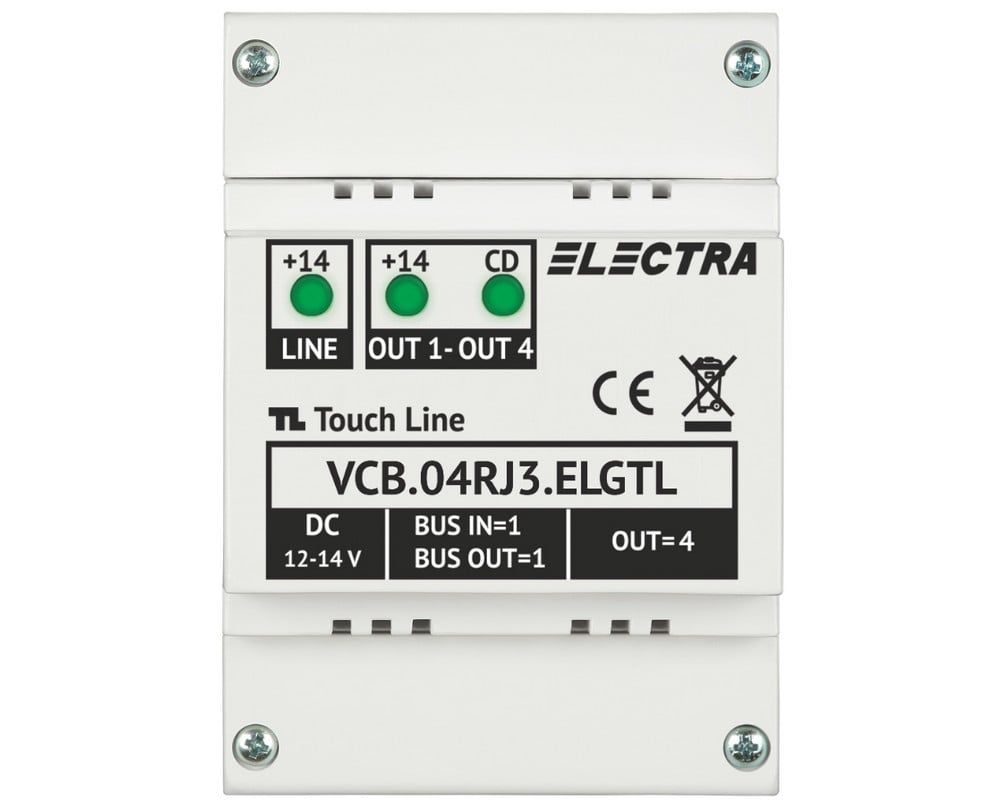 Doza derivatie Electra Touch Line, 4 familii, RJ45, montaj pe sina DIN, VCB.04RJ3.ELGTL