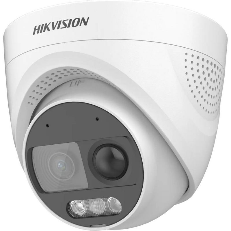 Camera de supraveghere Turbo HD ColorVU, 2MP, 2.8mm, PIR, LED 20m, Microfon, Difuzor, Alarma Acustica si optica cu LED Rosu - Albastru, DS-2CE72DF3T-PIRXOS-2.8mm