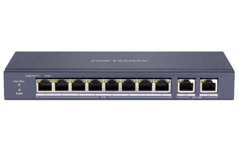 Switch PoE Hikvision DS-3E0310P-E/M 10 Porturi, 8 PoE, 2x RJ45 GB, 60W, carcasa metalica