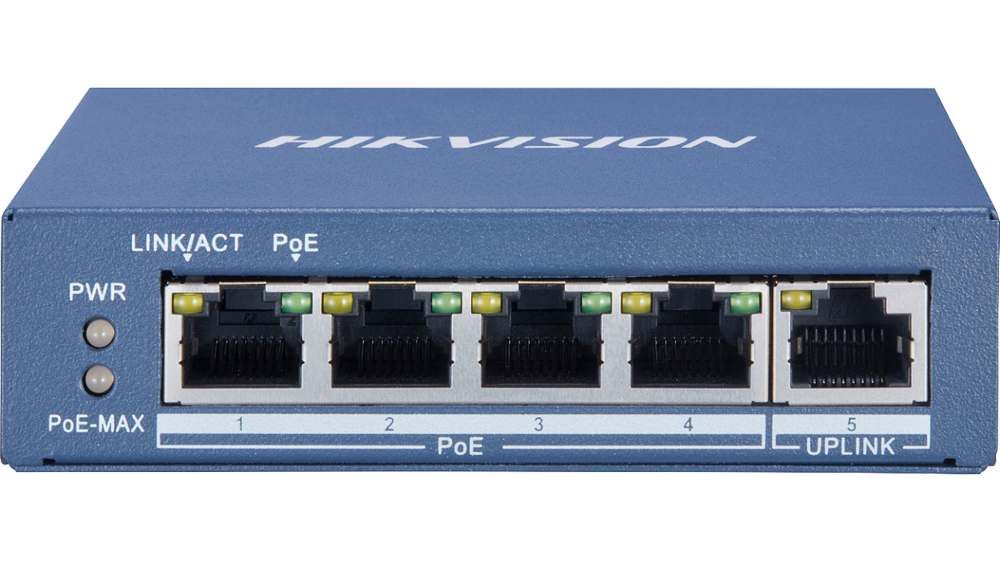 Switch PoE 4 porturi Gigabit, 35W, Hikvision, 10/100/1000 Mb, DS-3E0505P-E/M