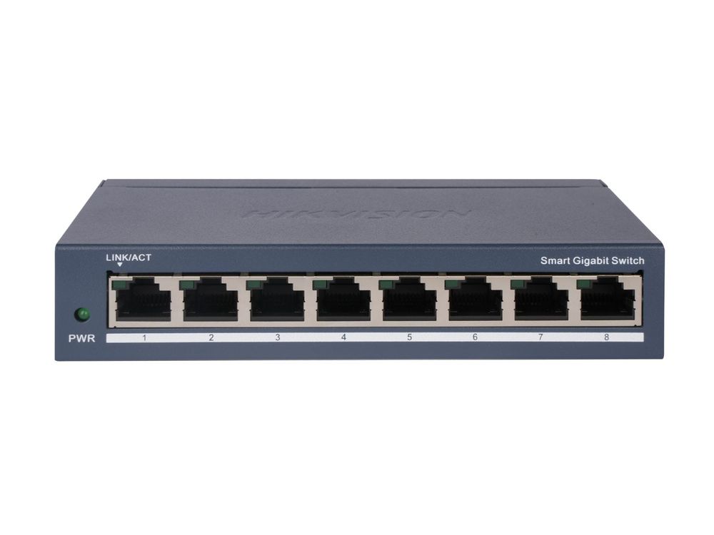 Switch Smart Gigabit Hikvision, 8 porturi RJ45, VLAN, STP, Smart Managed, metalic, DS-3E1508-EIV2