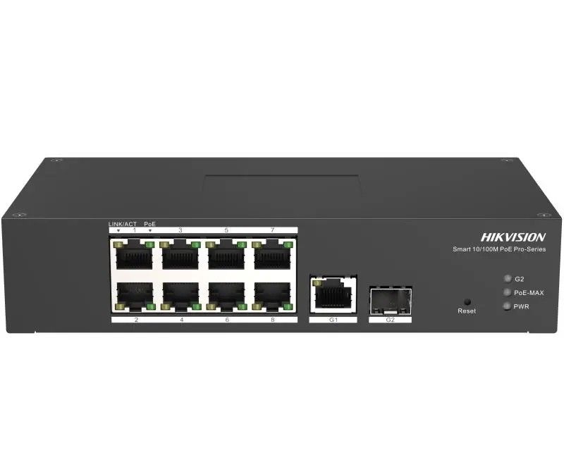 Switch Hikvision cu management, 8 porturi PoE 10/100 Mbps, 110W, 1 port Gigabit RJ45, 1 port SFP, IP40, DS-3T1310P-SI/HS