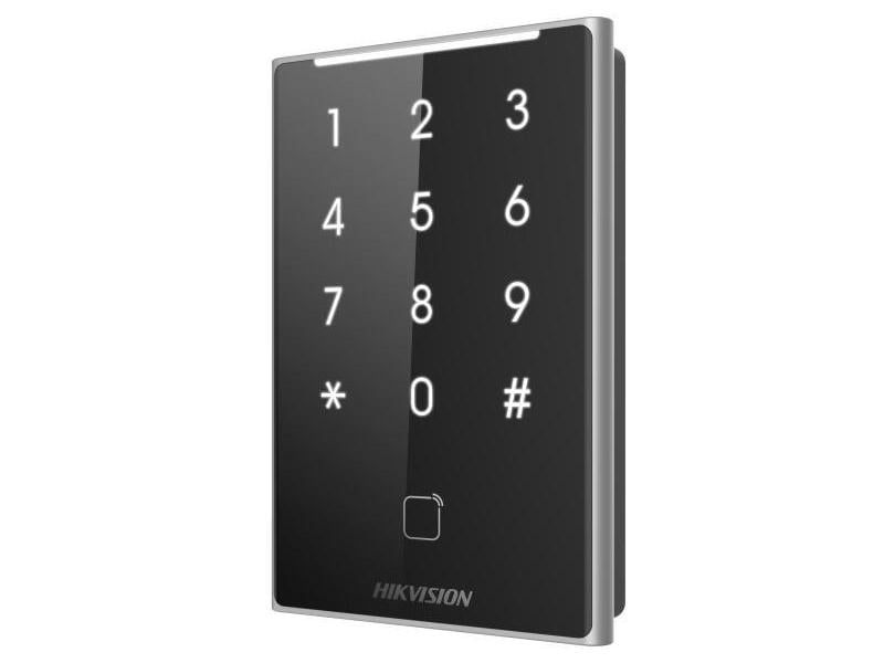Cititor de carduri multifunctional Hikvision DS-K1109DKB, RS-485 si Wiegand, montare pe perete, IP65, 12 VDC